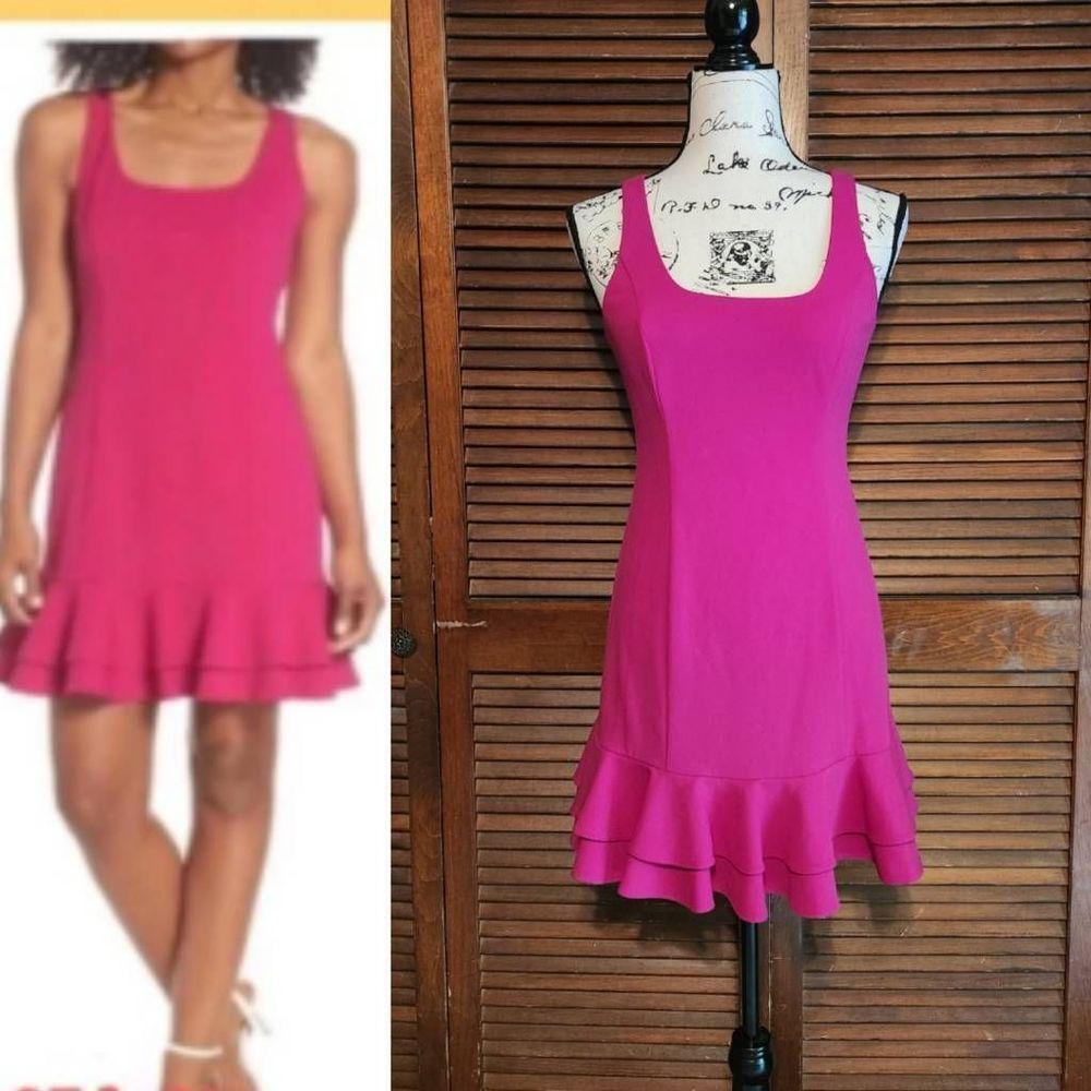 Chelsea28 Fuschia Pink Ruffle Hem Mini Dress - Picture 2 of 9